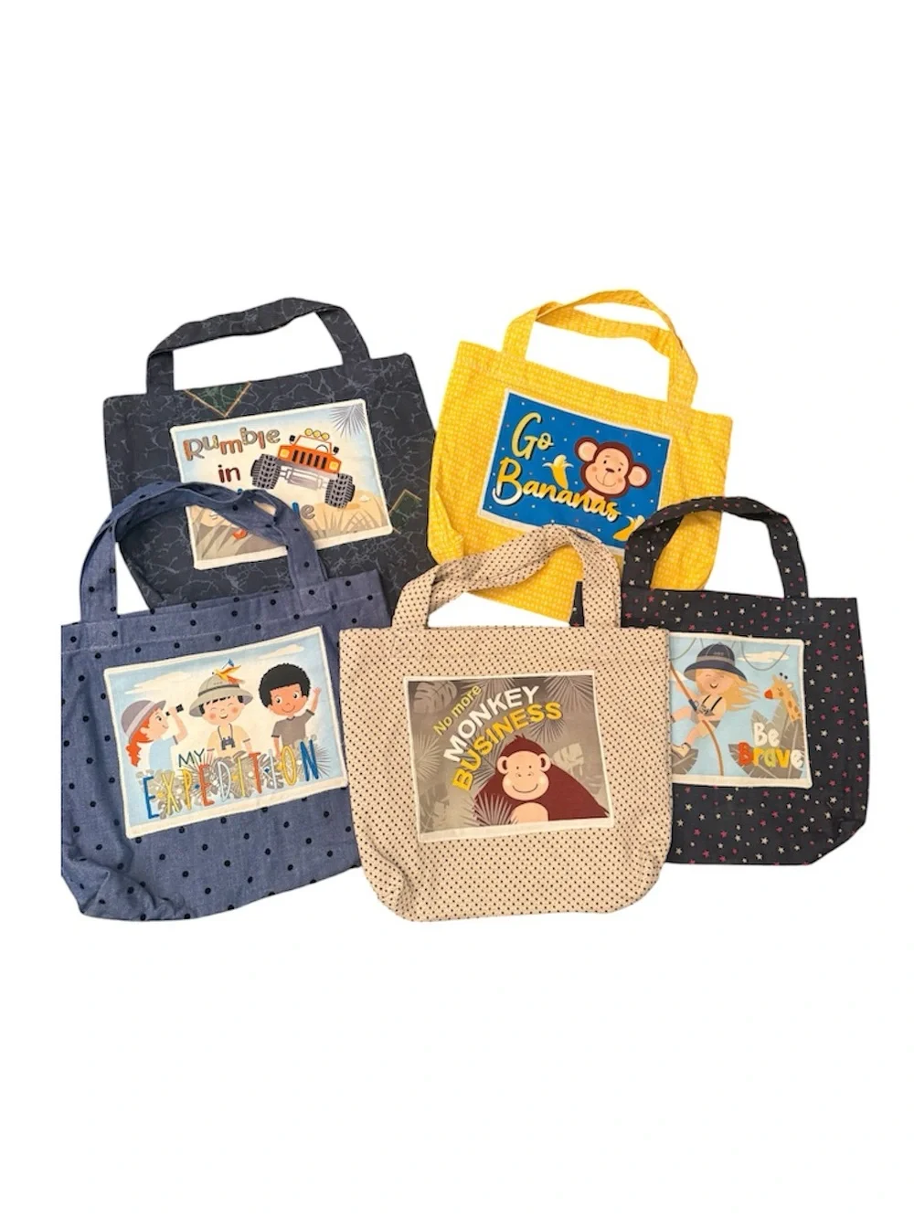 Handmade Totes Bundle of (5) Kids Totes Jungle Safari Zoo Theme Party Favors